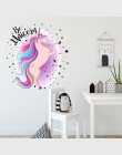 Śliczne Unicorn Flamingo naklejki ścienne dla dzieci pokoje dekoracja do sypialni dziewczęcej DIY plakat Cartoon zwierząt naklej