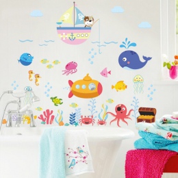 Podwodne ryby bańka naklejki ścienne dla dzieci pokoje łazienka sypialnia wystrój domu cartoon zwierzęta naklejki ścienne diy mu