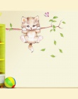 Ładny kot motyl gałęzi drzewa naklejki ścienne dla dzieci pokoje dekoracji wnętrz cartoon zwierząt naklejki ścienne plakaty do s