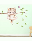 Ładny kot motyl gałęzi drzewa naklejki ścienne dla dzieci pokoje dekoracji wnętrz cartoon zwierząt naklejki ścienne plakaty do s