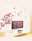 Nowy Muursticker pokój Peach Blossom kwiat motyl gorąca sprzedaż DIY nowoczesne naklejki ścienne Vinyl Art naklejki pokój Home D