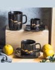 MUZITY ceramiczne naczynie na herbatę filiżanka i spodek zestaw kreatywny złoty projekt porcelanowy kubek herbaty zestaw czarny 