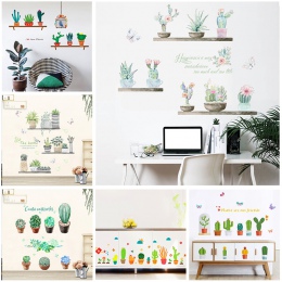 Ogród rośliny doniczkowe kaktus aloe naklejki ścienne wystrój domu salon kwiat motyl bonsai naklejki ścienne diy mural art plaka