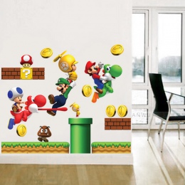 Winylowe wymienny naklejki ścienne naklejka Home Decor S GIANT duży Super Mario Bros dzieci wymienny pudełko na ścianę naklejki 