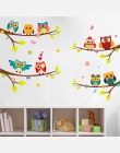 Cartoon sowa oddział naklejki ścienne dla dzieci pokój dzienny salon sypialnia home decor diy zwierząt naklejki ścienne plakaty 