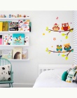 Cartoon sowa oddział naklejki ścienne dla dzieci pokój dzienny salon sypialnia home decor diy zwierząt naklejki ścienne plakaty 