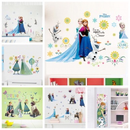 Elsa Anna księżniczka mrożone naklejki ścienne dla dzieci pokój dekoracji Diy Cartoon mural Art Anime plakaty pcv naklejki domu