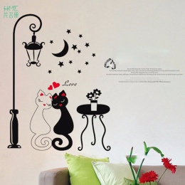 1 pc para kot naklejki ścienne dla dzieci pokój lampy i motyle naklejki naklejki dekoracyjne wymienny Cartoon piękny