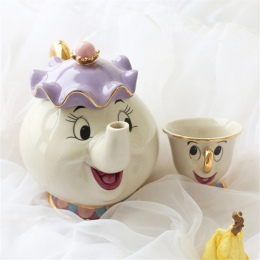 Cartoon zestaw do herbaty piękna i bestia Taza Bela E A Fera Mrs Potts czajniczek Chip puchar zestaw piękny prezent kreatywny he