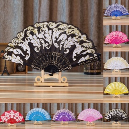 Chiński/hiszpański styl fanem taniec wesele koronki jedwabiu składany ręczny kwiat dekoracyjne wentylatory