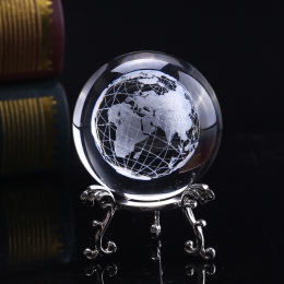 6 cm 3D Crystal Ball szkło grawerowane laserowo miniaturowy Model ziemi kula kryształowe rzemiosło akcesoria do dekoracji domu O