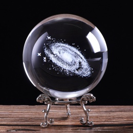 60mm/80mm 3D grawerowane laserowo Galaxy Crystal Ball miniaturowy Model kryształowe rzemiosło kula Ornament na całym świecie szk