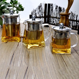 Wysokiej jakości imbryk do zaparzenia herbaty przezroczysty szklany srebrny nowoczesny funkcjonalny
