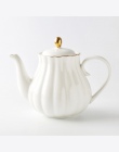 MUZITY dzbanek ceramiczny w kształcie dyni ręcznie malowane złoty porcelany kostnej czajniczek z sitko do herbaty elegancki dzba