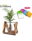 ERMAKOVA pulpit żarówka wazon hydroponicznych do sadzenia szkła Terrarium wazon drewniana stojak metalowy uchwyt obrotowy domu o
