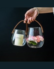 Kreatywny szklany słoik do przechowywania uchwyt skórzany kwiat wazon roślin pojemnik na butelki organizator narzędzia Nordic ak