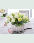 Nowoczesny wazon ceramiczny dyni butelka kreatywny śliczne wazon + sztuczny kwiat wyposażenie domu Craft dekoracje pokój dzienny