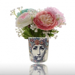 Nordic mody Fornasetti wazon piękno twarzy cylindryczne Jardiniere na kwiaty Floral Art akcesoria piękne biurko dekoracji