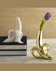 Skandynawskim kreatywny domu ceramika matowy biały złoty banana zawieszka wazon floret blat małe usta wazon kwiat słoik wystrój 