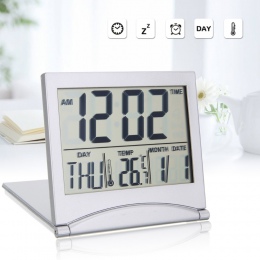Składany LCD cyfrowy budzik biurko tabeli stacja pogody na biurko temperatura podróży Ectronic Mini zegar