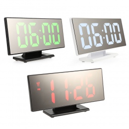 Cyfrowy zegar z budzikiem Led lustro zegar wielofunkcyjny drzemka czas wyświetlania noc Led lampa biurkowa pulpit budzik kabel U
