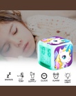 Cartoon jednorożec zegar z budzikiem LED cyfrowy budziki dziecko dzieci ławka szkolna zegar 7 kolor zmiana noc światła termometr