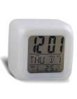 Kreatywny cyfrowy termometr z alarmem noc świecące Cube 7 kolorów kwadratowy kształt zegar LED zmień zegar stołowy