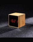 100% bambusa LED budziki temperatury zegar elektroniczny dźwięki sterowanie drewniany zegar stołowy regulowana jasność drzemki b