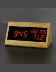 100% bambusa LED budziki temperatury zegar elektroniczny dźwięki sterowanie drewniany zegar stołowy regulowana jasność drzemki b