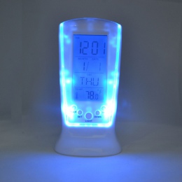 Cyfrowy LCD budzik kalendarz termometr podświetlenie wielofunkcyjny zegar z wyświetlaczem niebieskie podświetlenie LED budziki r