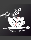 3D DIY akrylowy zegar ścienny nowoczesnej kuchni wystrój domu kawy zegar czasu puchar kształt naklejki ścienne Hollow liczebnik 
