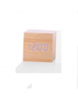 Multicolor dźwięki sterowanie Drewniany zegar nowy nowoczesny drewna cyfrowy LED budzik biurkowy termometr zegar kalendarz wystr