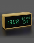 100% bambusa cyfrowy budzik z regulacją jasności sterowanie głosem biurko duży wyświetlacz temperatury w czasie USB/zasilany z b