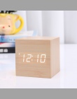 Gorąca sprzedaż Multicolor dźwięki sterowanie Drewniany zegar nowoczesne drewniane cyfrowy LED budzik biurkowy termometr zegar k
