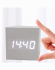 Gorąca sprzedaż Multicolor dźwięki sterowanie Drewniany zegar nowoczesne drewniane cyfrowy LED budzik biurkowy termometr zegar k