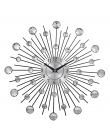 W stylu Vintage Metal kryształ Sunburst zegar ścienny luksusowe diament duży Morden zegar ścienny Da Parete zegar designerskie d
