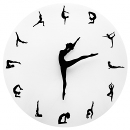 Pozycje jogi zegar ścienny GYM Fitness elastyczne dziewczynka cichy nowoczesny zegar zegar dekoracyjny do domu medytacja Decor j