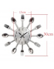 Nowy nowoczesny zegar ścienny do kuchni Sliver sztućce zegary łyżka widelec kreatywny naklejki ścienne mechanizm designerskie de