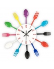 Nowy nowoczesny zegar ścienny do kuchni Sliver sztućce zegary łyżka widelec kreatywny naklejki ścienne mechanizm designerskie de