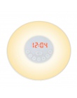 Czujnik dotykowy cyfrowy budzik wschód/zachód słońca symulacji obudzić światła LED budzik Radio FM z tryb drzemki zegar stołowy