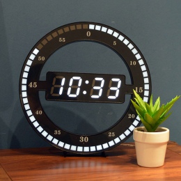 Twórczy zegar ścienny wyciszenie wiszące czarne kółko automatycznie dostosowuje jasność pulpit tabela cyfrowy wyświetlacz Led ze