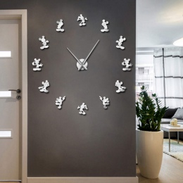 1 sztuka Mickey projekt DIY gigantyczny zegar ścienny Cartoon dekoracja do pokoju dziecięcego bezramowe duży ścienny zegarek 3D 
