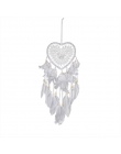 Ręcznie robione koronki Dream Catcher Feather koralik wiszące Ornament dekoracyjny prezent biały w kształcie serca w kształcie s