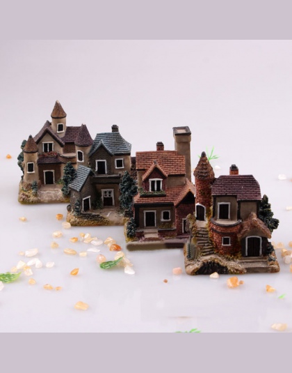 JX-LCLYL żywica Mini bajki ogród miniaturowe dom kryty strzechą krajobraz mikro dekoracji Ornament