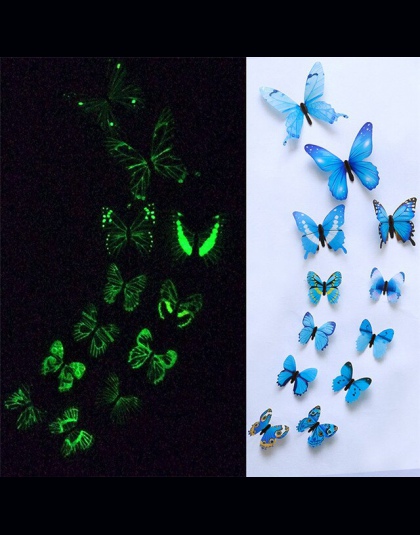 12 sztuk motyl naklejki ścienne Luminous motyl projekt naklejka Art naklejki ścienne pokój magnetyczny wystrój domu paź #3