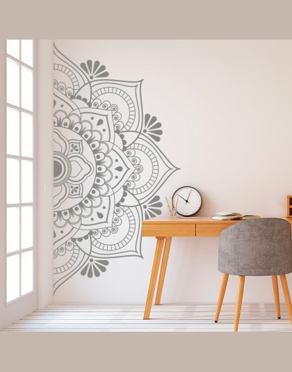 Mandala w pół ściany naklejka do wystroju do domu Removable Vinyl naklejka na medytacja joga Wall Art salon mural do sypialni G1