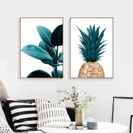 Nordic ananas malowanie plakaty ścienne Cuadros Decoracion plakaty i reprodukcje roślin plakat artystyczny na płótnie malarstwo 