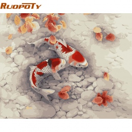 RUOPOTY Goldfish obraz DIY numerami dekoracje do domu akrylowe obraz farby przez numery na ścianie w salonie grafika 40x50 cm