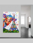 HDARTISAN Vrolijk Schilderij pinturas obraz obraz ścienny na płótnie zwierząt krowa wieża eiffla drukuje obraz wystrój domu bez 