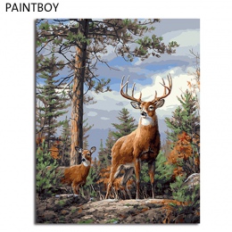 PAINTBOY oprawione obrazy malowanie numerami zwierząt Handwork obraz olejny na płótnie Home Decor dla pokoju gościnnego